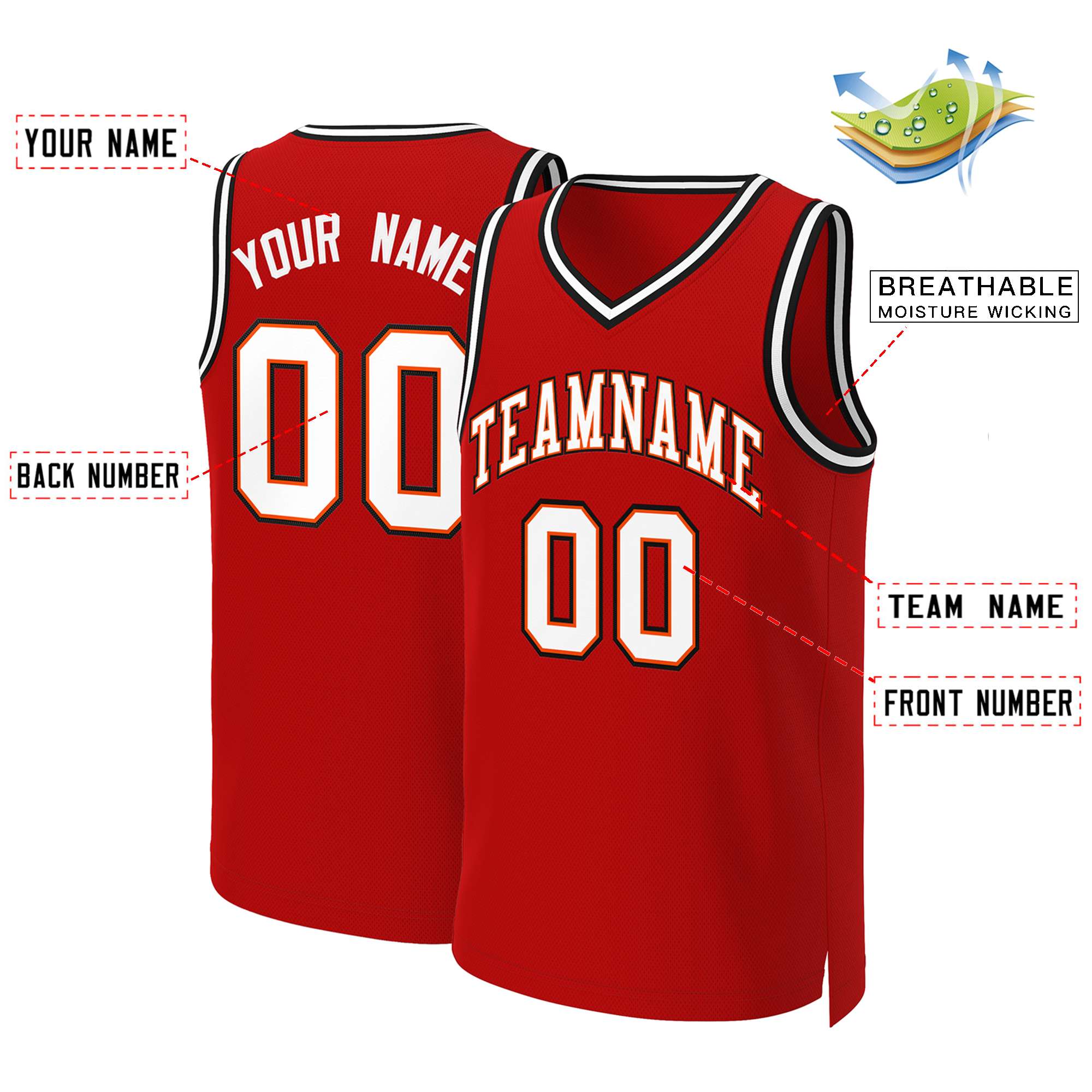 Custom White Red Classic Tops Basketball Jersey | KXKSHOP