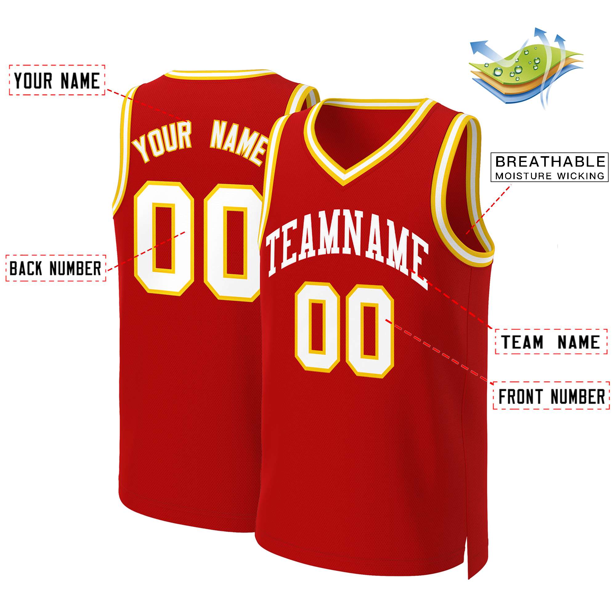 Custom White Red Classic Tops Basketball Jersey | KXKSHOP