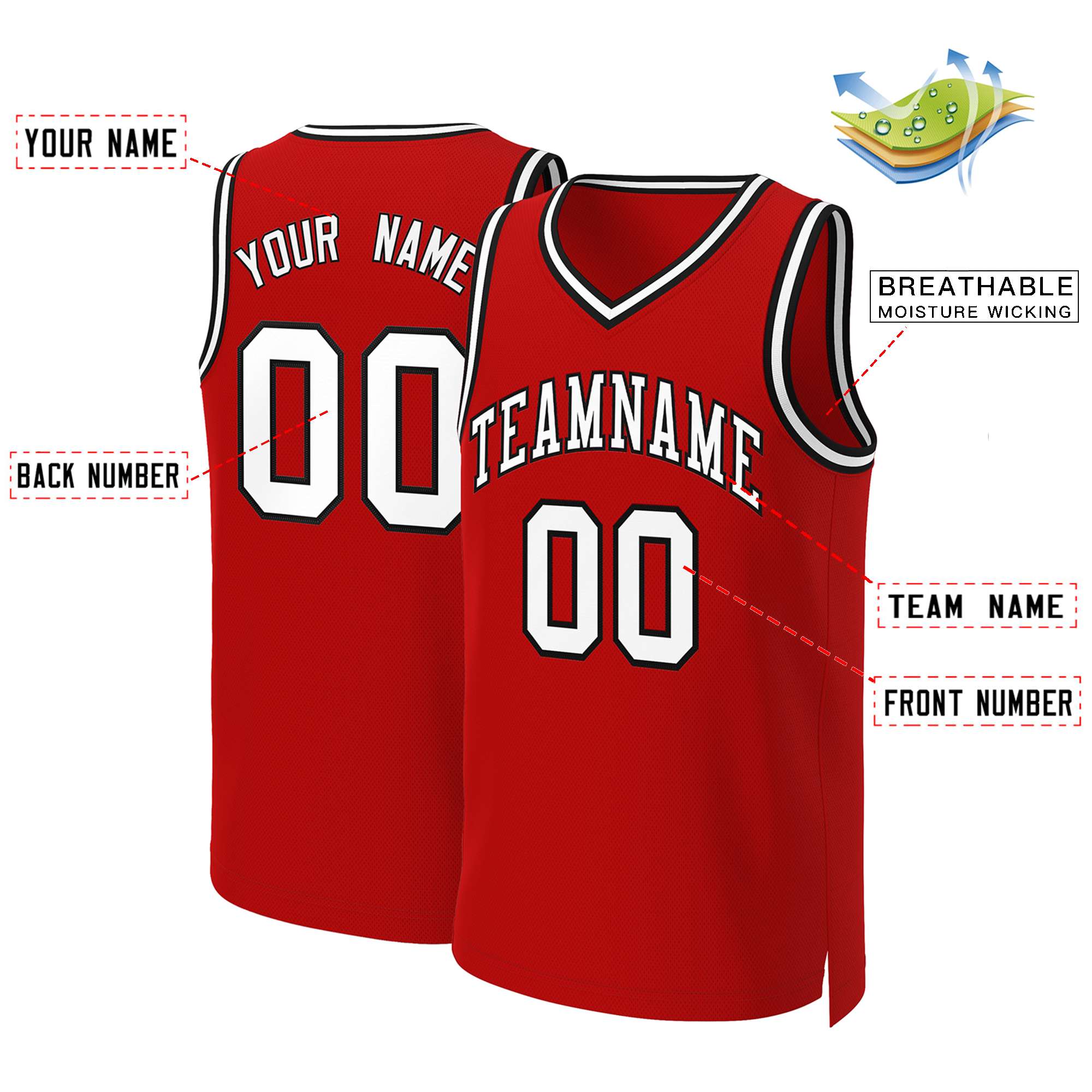 Custom White Red Classic Tops Basketball Jersey | KXKSHOP