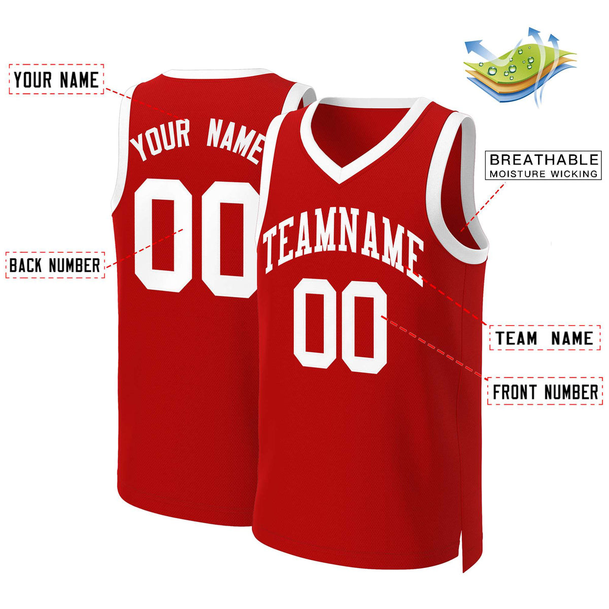 Custom White Red Classic Tops Basketball Jersey | KXKSHOP