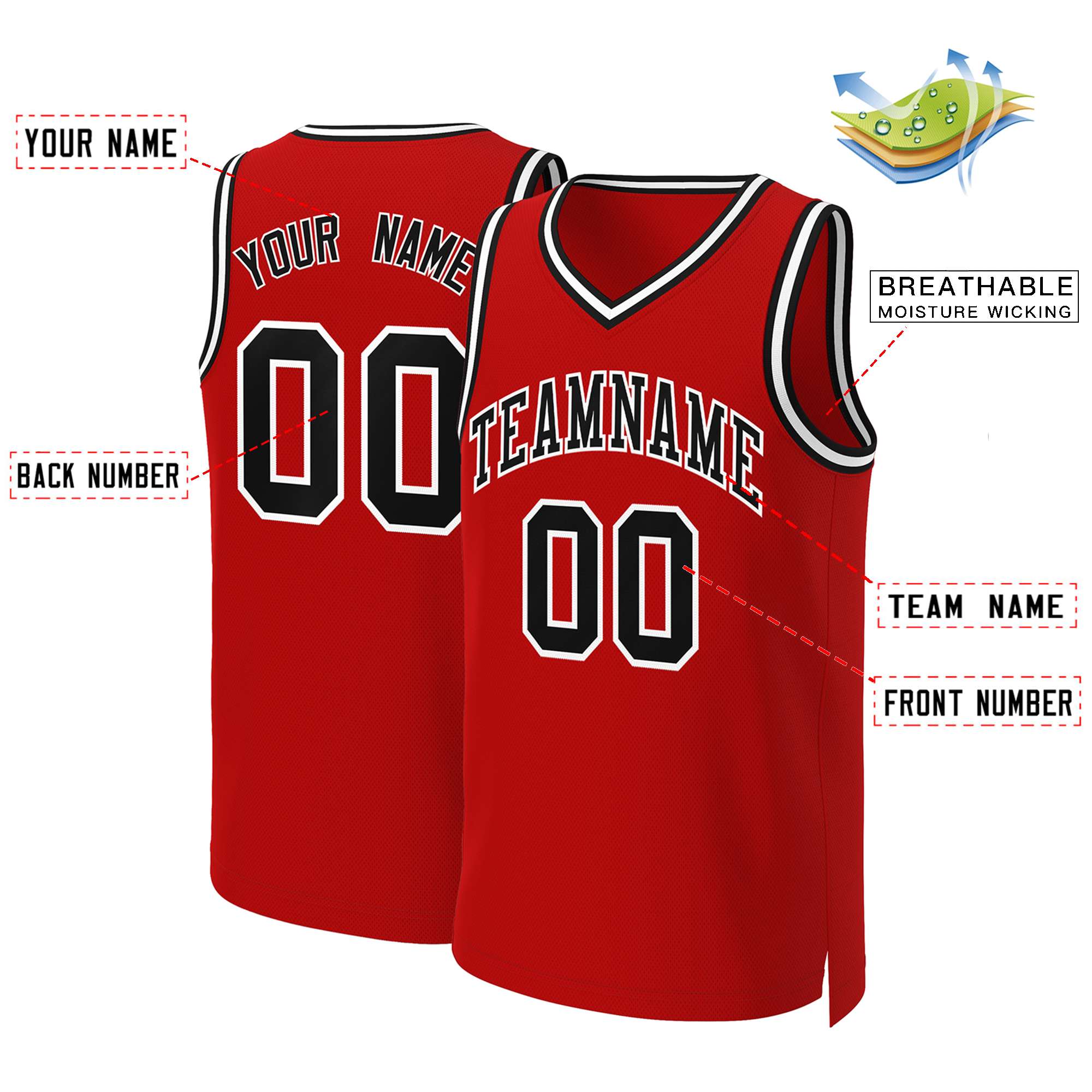 Custom White Red Classic Tops Basketball Jersey | KXKSHOP