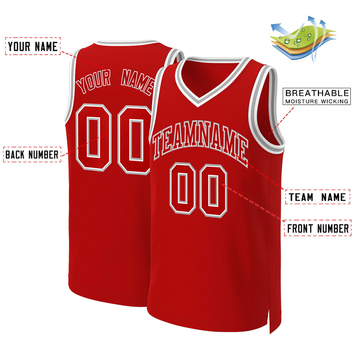 Custom White Red Classic Tops Basketball Jersey | KXKSHOP