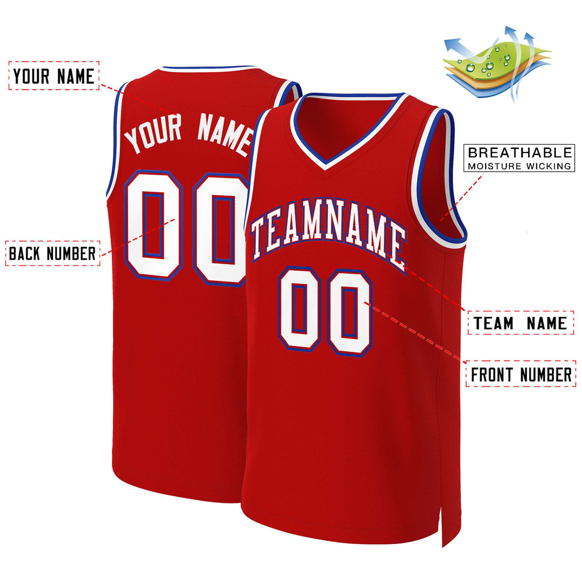 Custom White Red Classic Tops Basketball Jersey | KXKSHOP