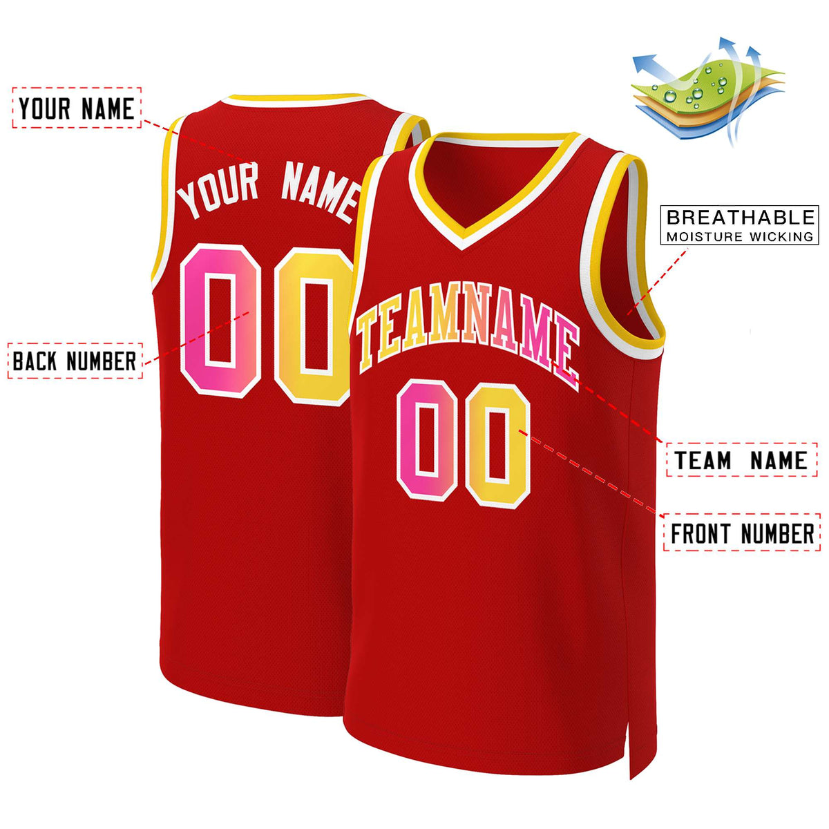Custom White Red Classic Tops Basketball Jersey | KXKSHOP