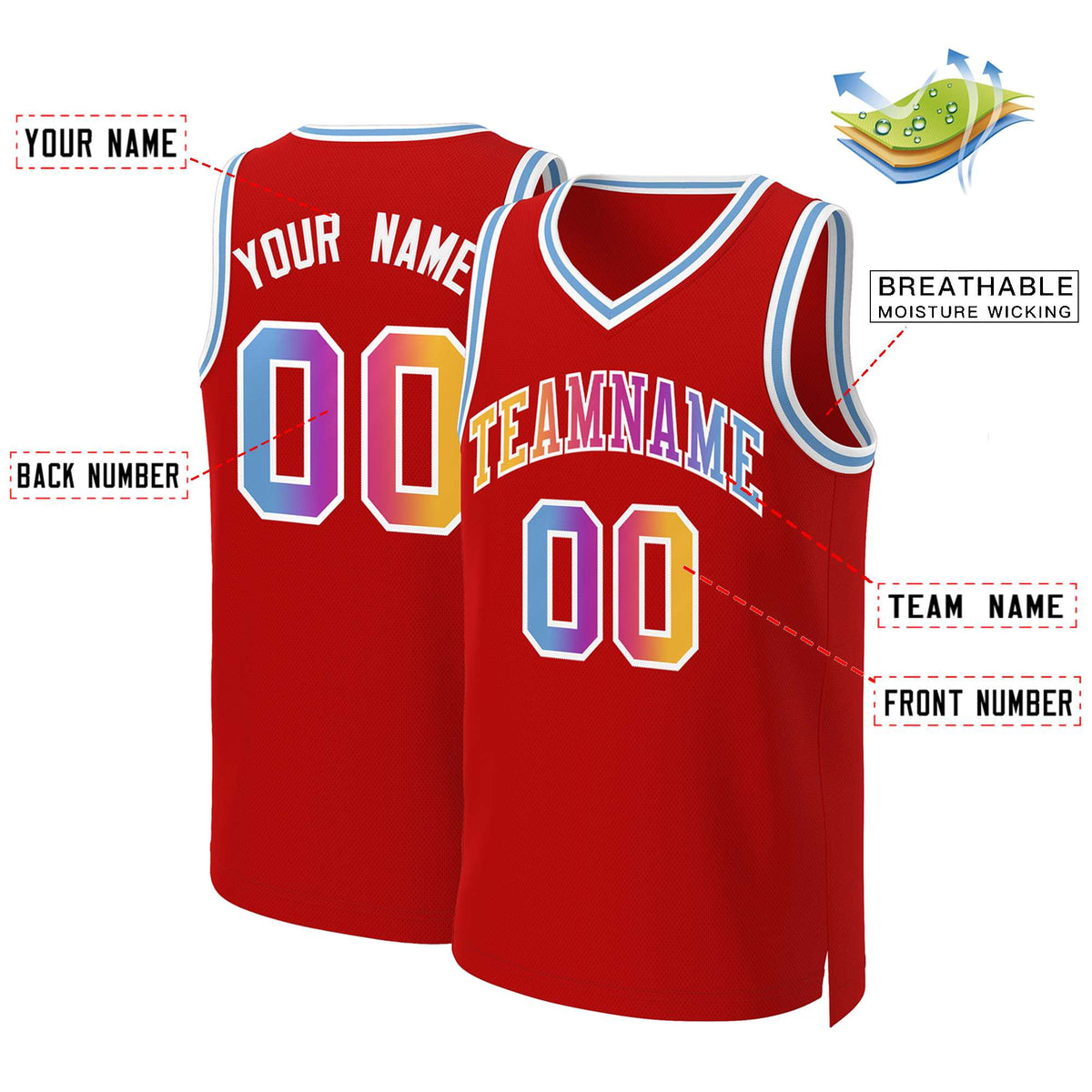 Custom White Red Classic Tops Basketball Jersey | KXKSHOP