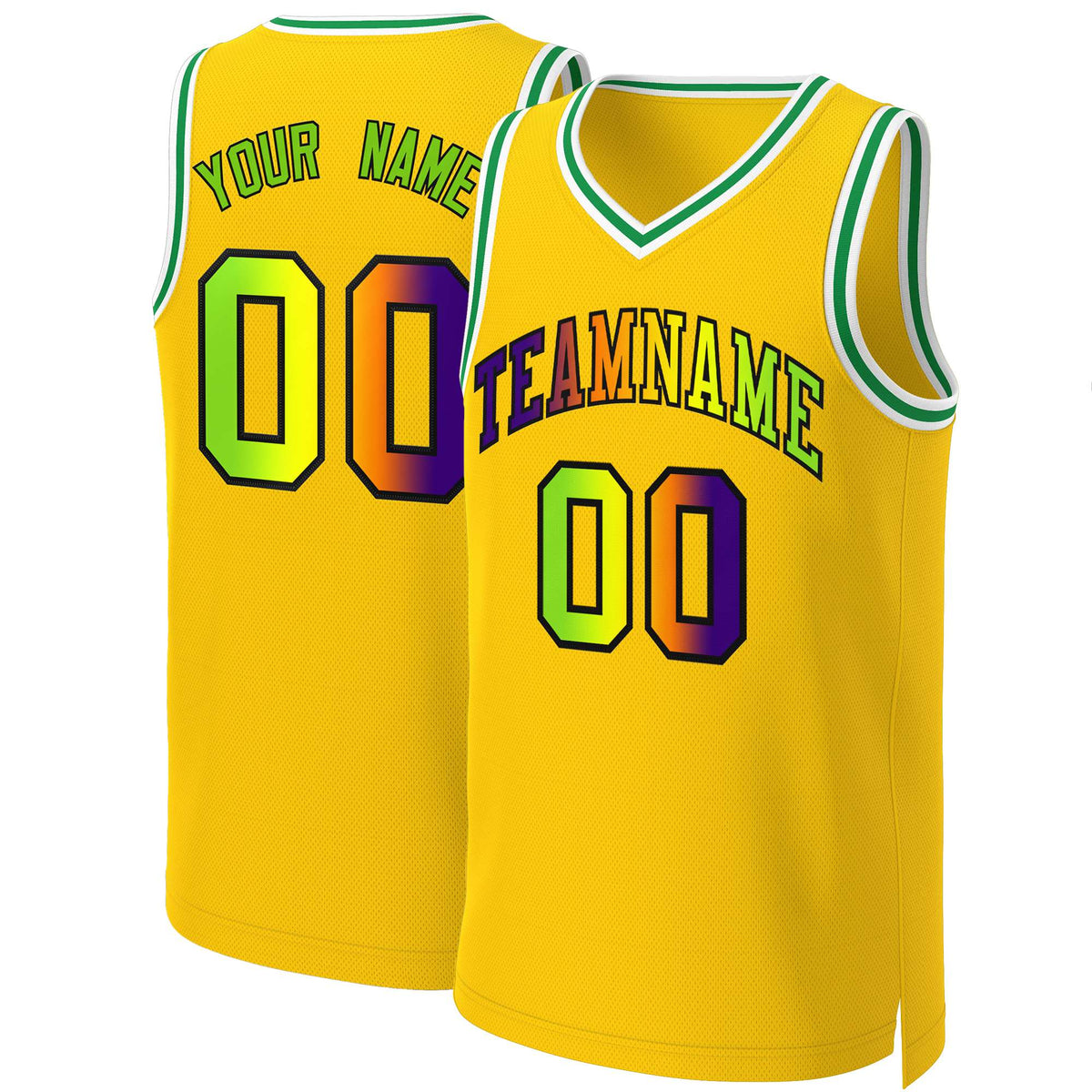 Custom Yellow Purple-Black Classic Gradient Fashion Tops Basketball Jersey