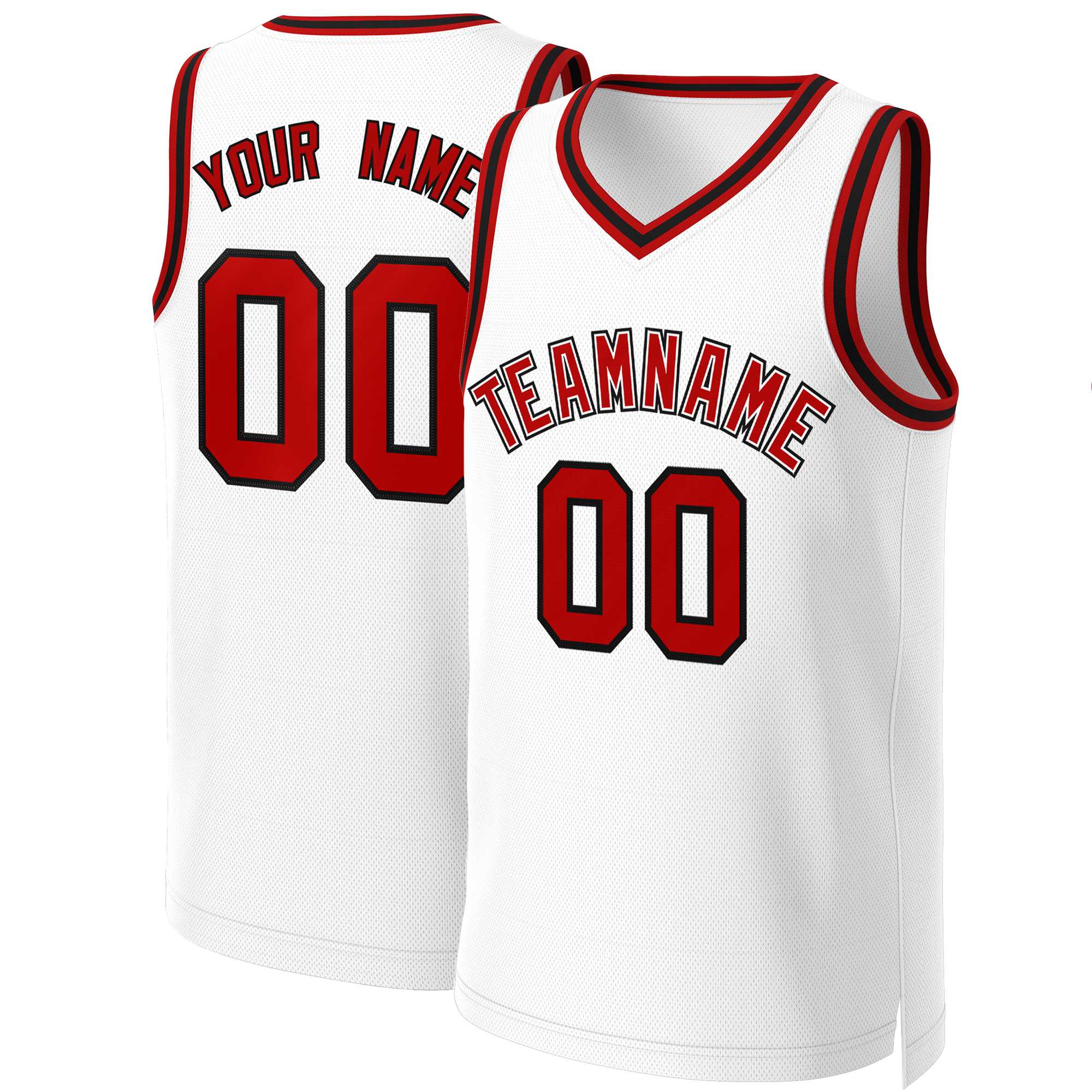 Maillot de basket-ball classique personnalisé blanc rouge-blanc