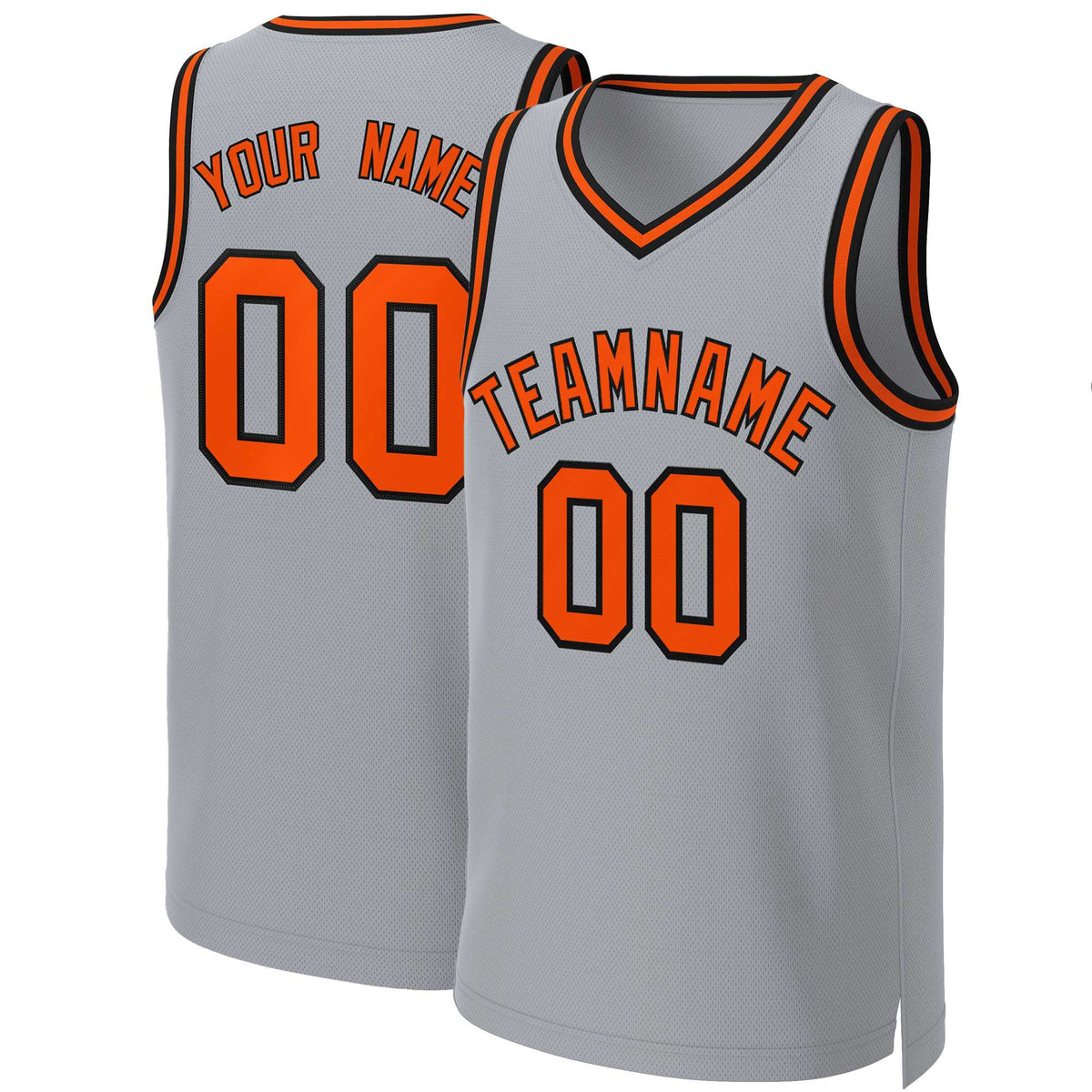 Maillot de basket-ball classique gris orange-noir personnalisé