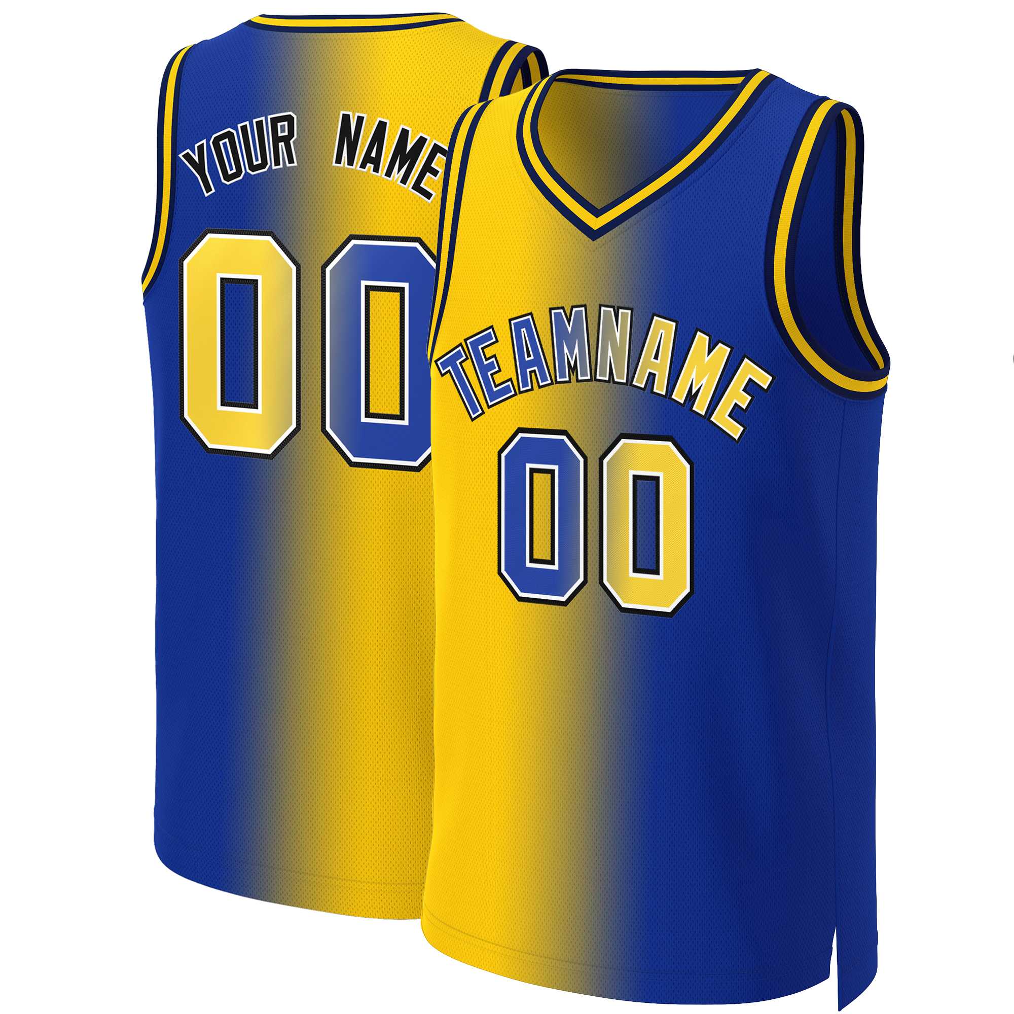 Maillot de basket-ball personnalisé à motif dégradé Royal-White