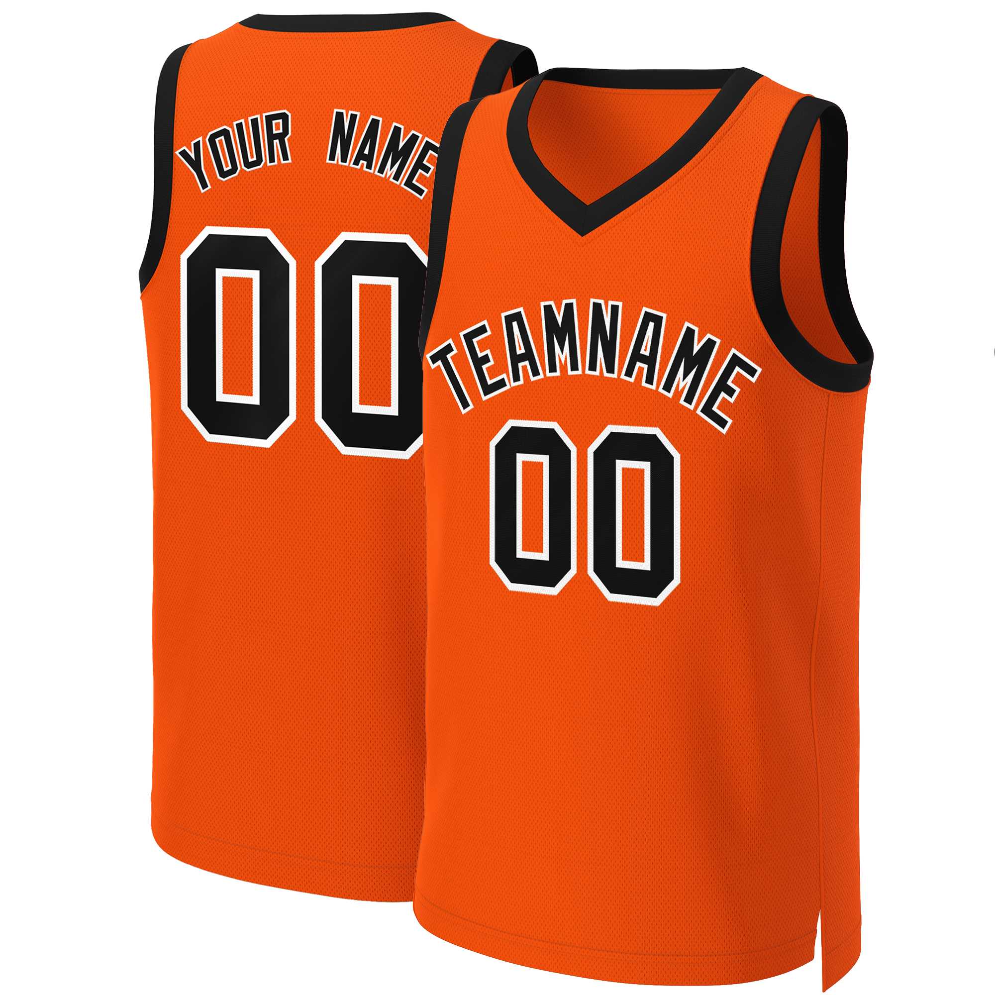 Benutzerdefinierte Orange Schwarz-Weiß Classic Tops Basketball Jersey