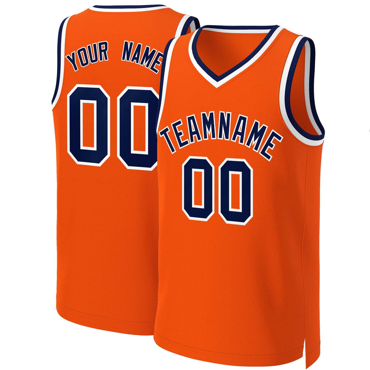 Benutzerdefinierte Orange Navy-Weiß Classic Tops Basketball Jersey