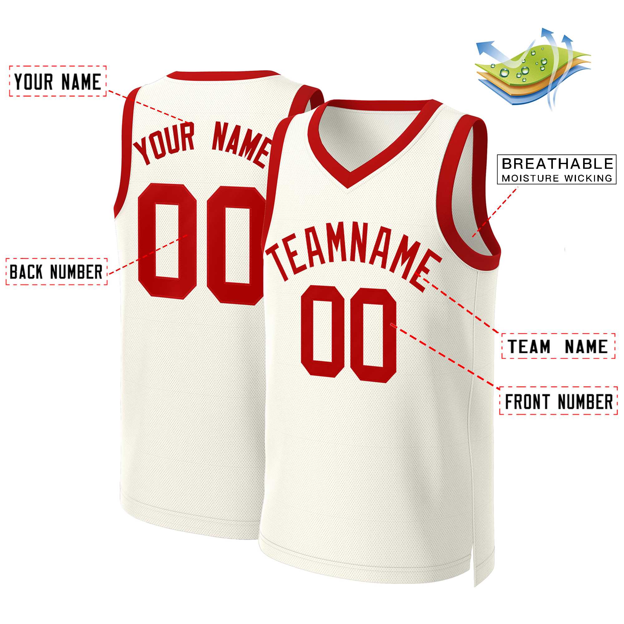 Custom White Red Classic Tops Basketball Jersey | KXKSHOP