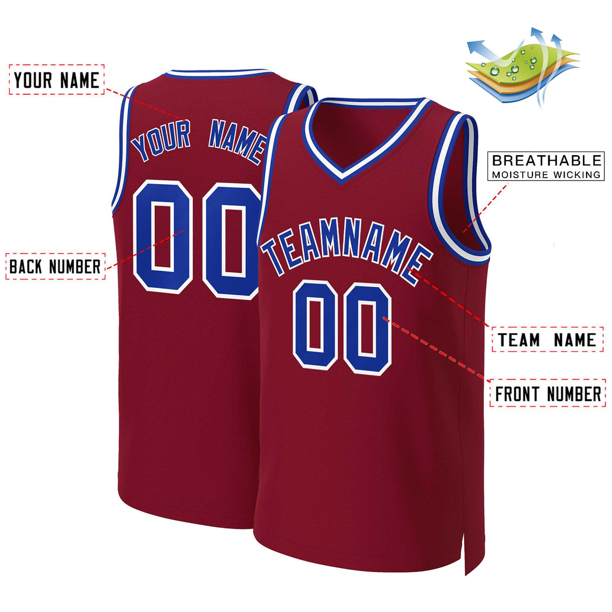 Custom White Red Classic Tops Basketball Jersey | KXKSHOP