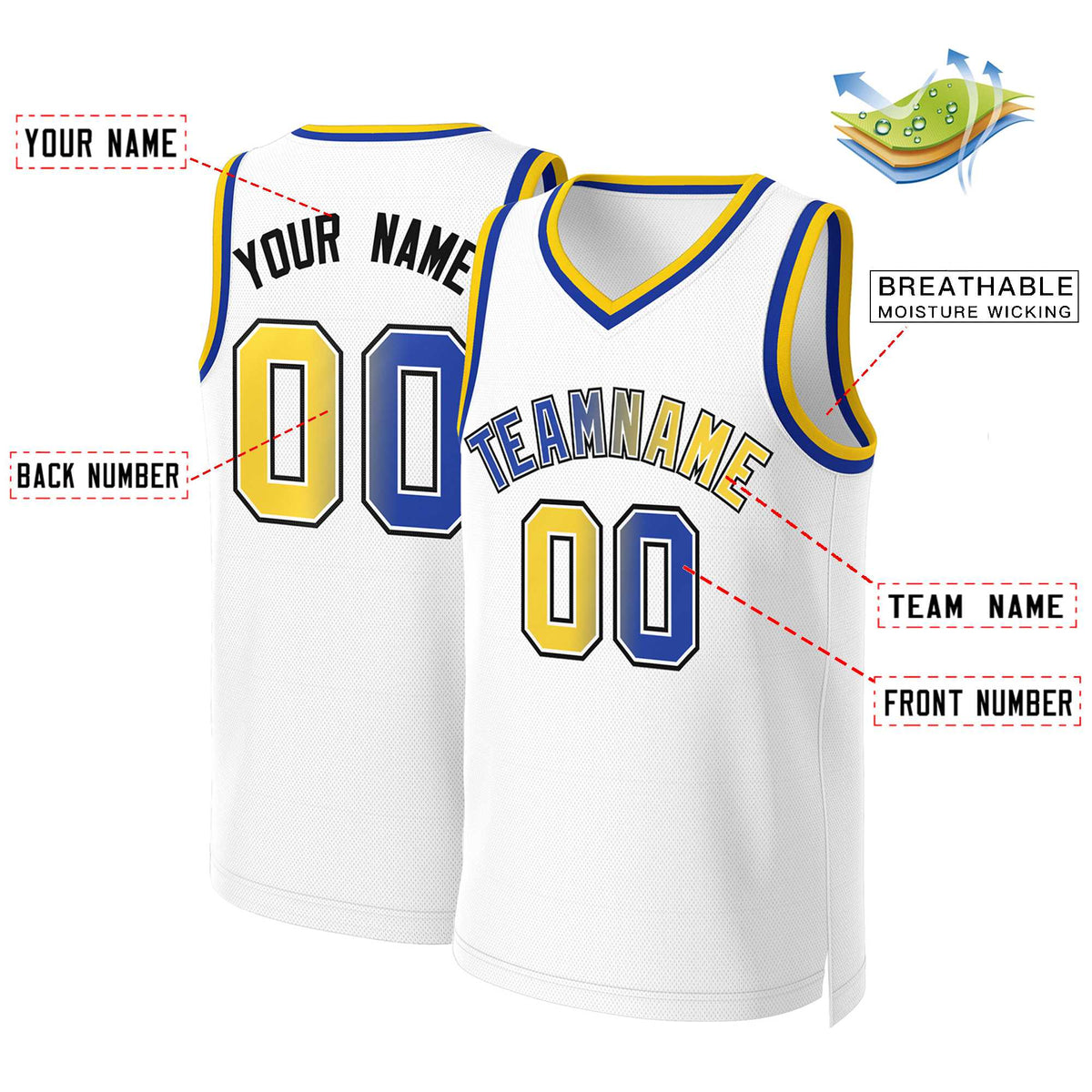 Custom White Royal-White Classic Gradient Fashion Tops Basketball Jersey