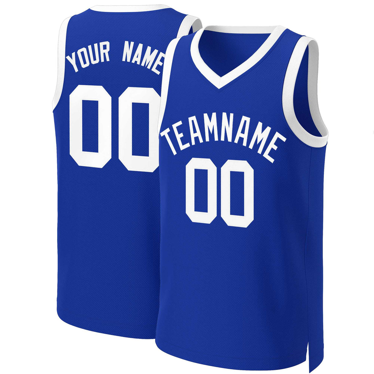 Benutzerdefinierte Royal White Classic Tops Basketballtrikot