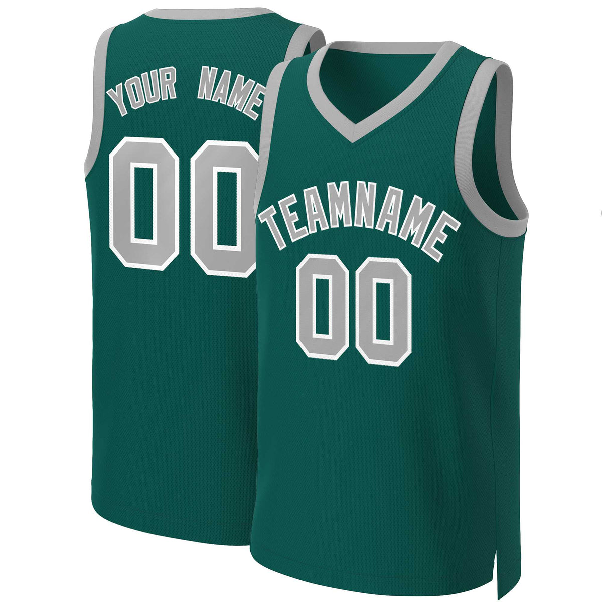 Maillot de basket-ball classique personnalisé Aqua gris-blanc