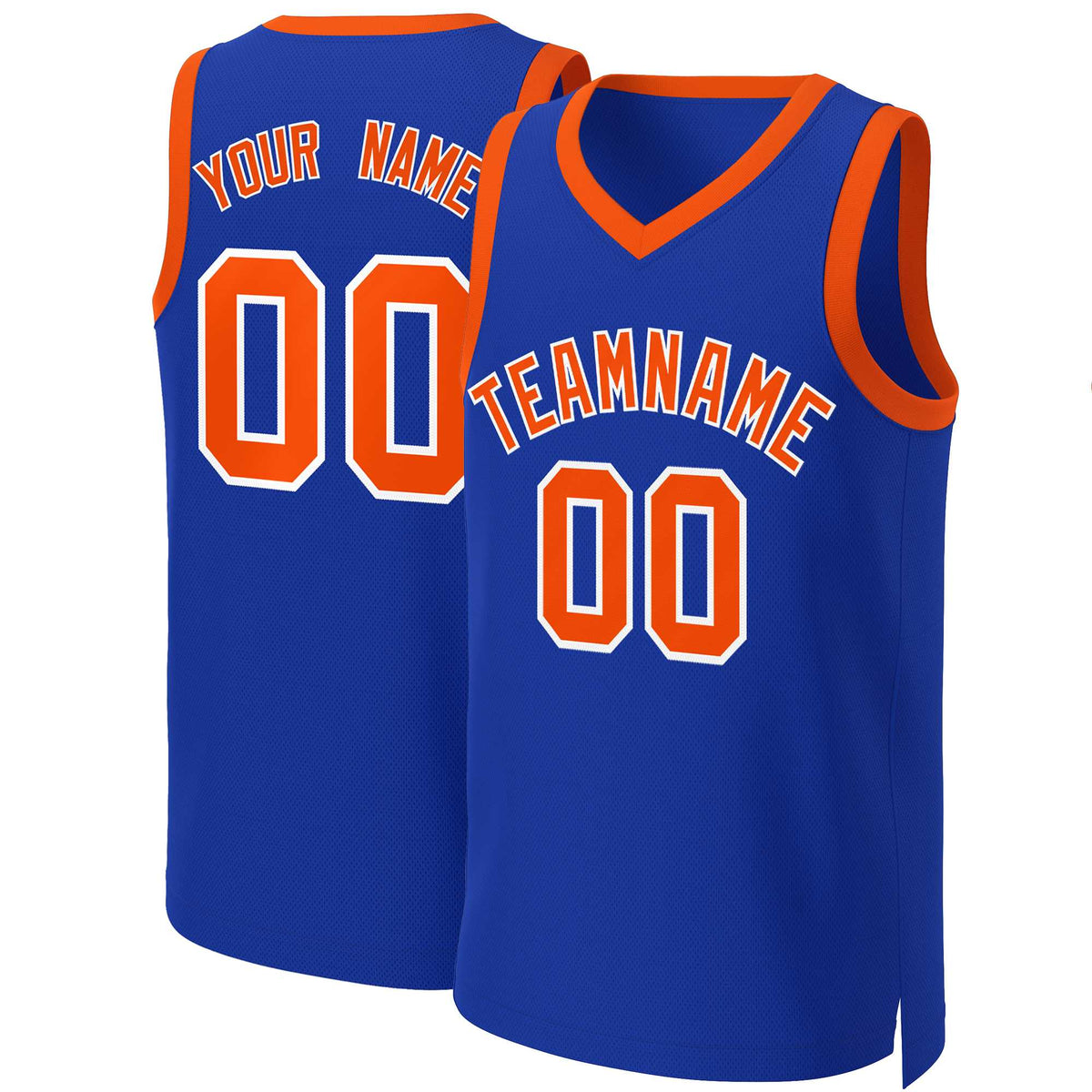 Benutzerdefinierte Royal Orange-Weiß Classic Tops Basketballtrikot