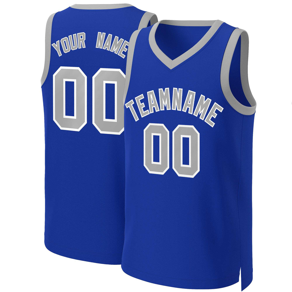 Benutzerdefinierte Royal Grau-Weiß Classic Tops Basketball Jersey