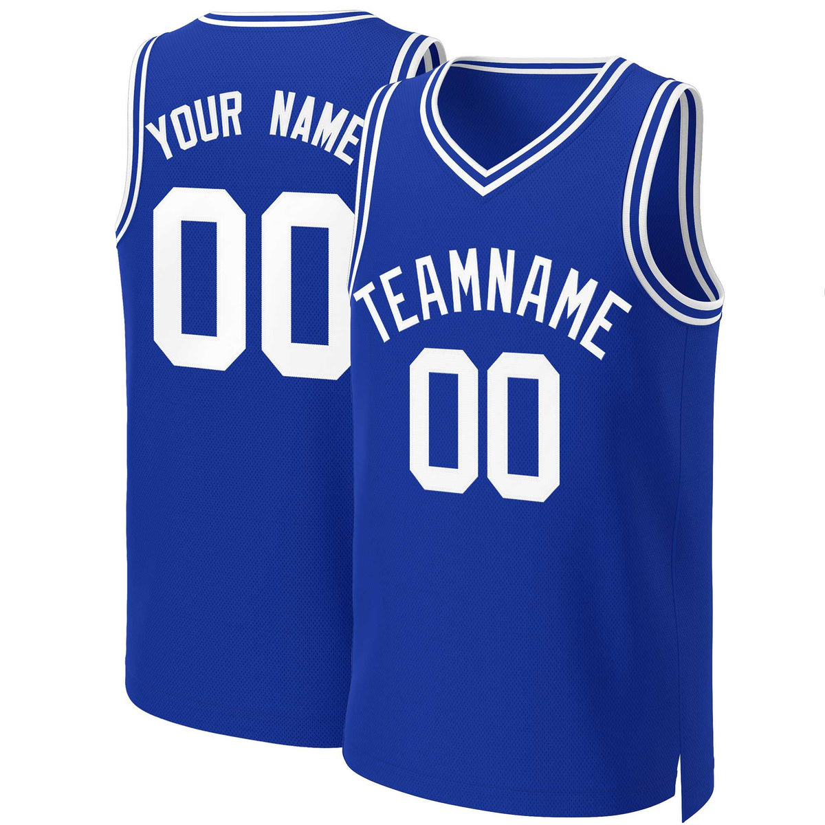 Benutzerdefinierte Royal White Classic Tops Basketballtrikot