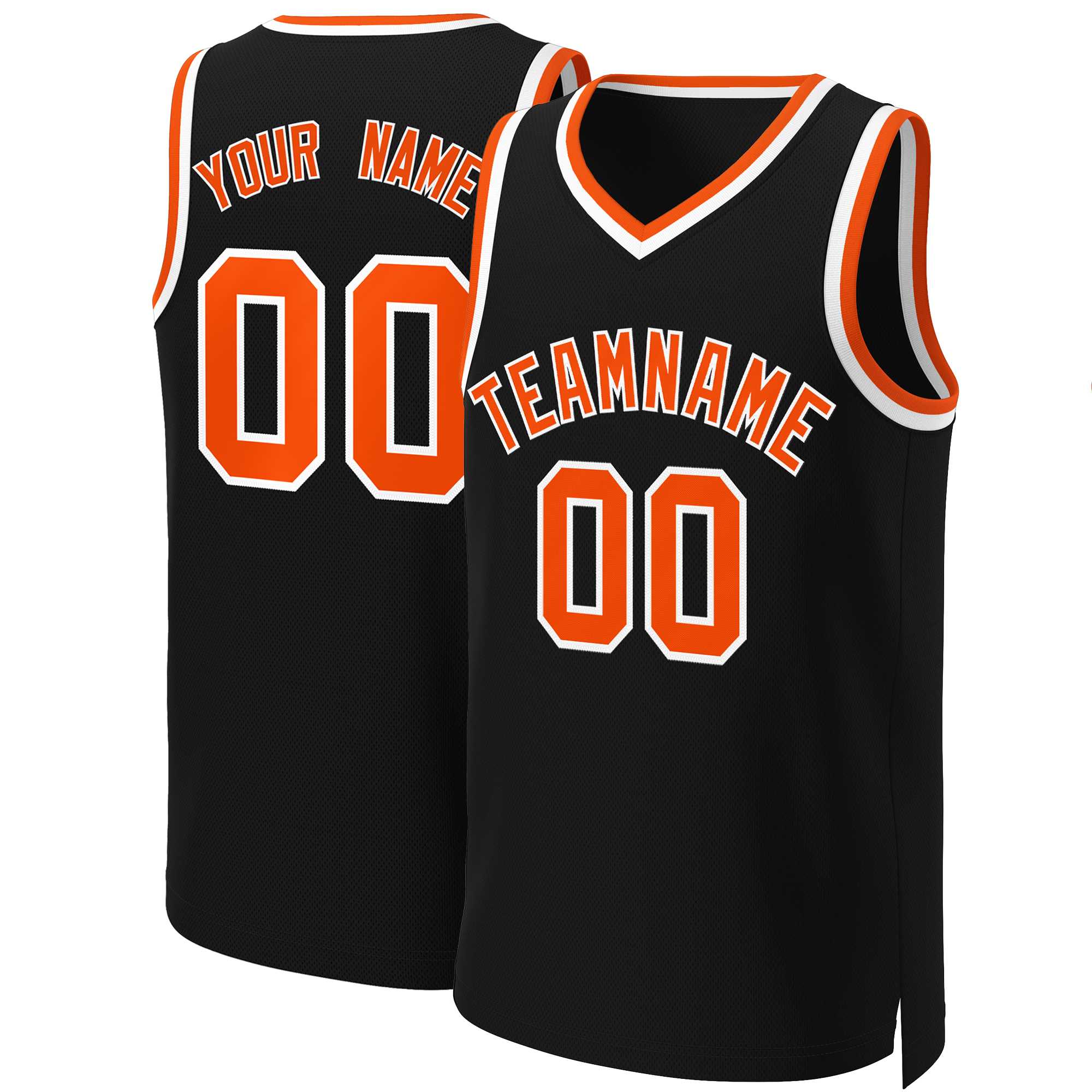 Benutzerdefinierte schwarz orange-weiß Classic Tops Basketball Jersey