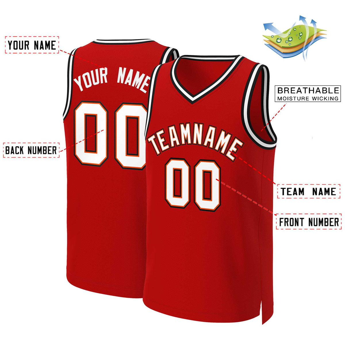 Custom White Red Classic Tops Basketball Jersey | KXKSHOP