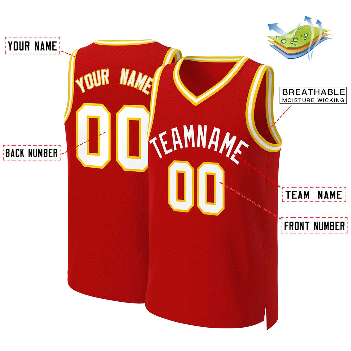 Custom White Red Classic Tops Basketball Jersey | KXKSHOP