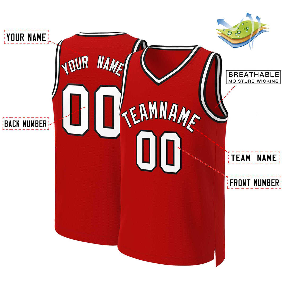 Custom White Red Classic Tops Basketball Jersey | KXKSHOP