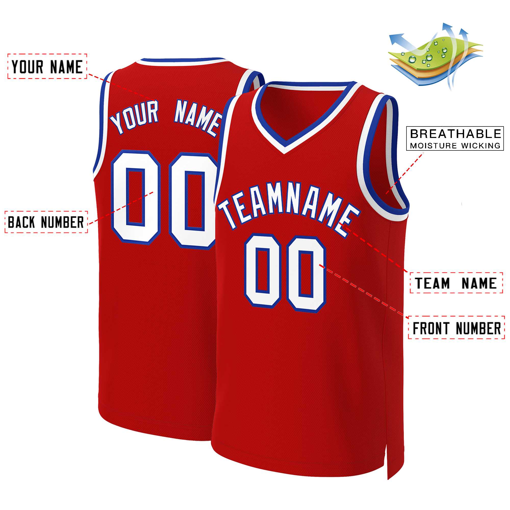 Custom White Red Classic Tops Basketball Jersey | KXKSHOP