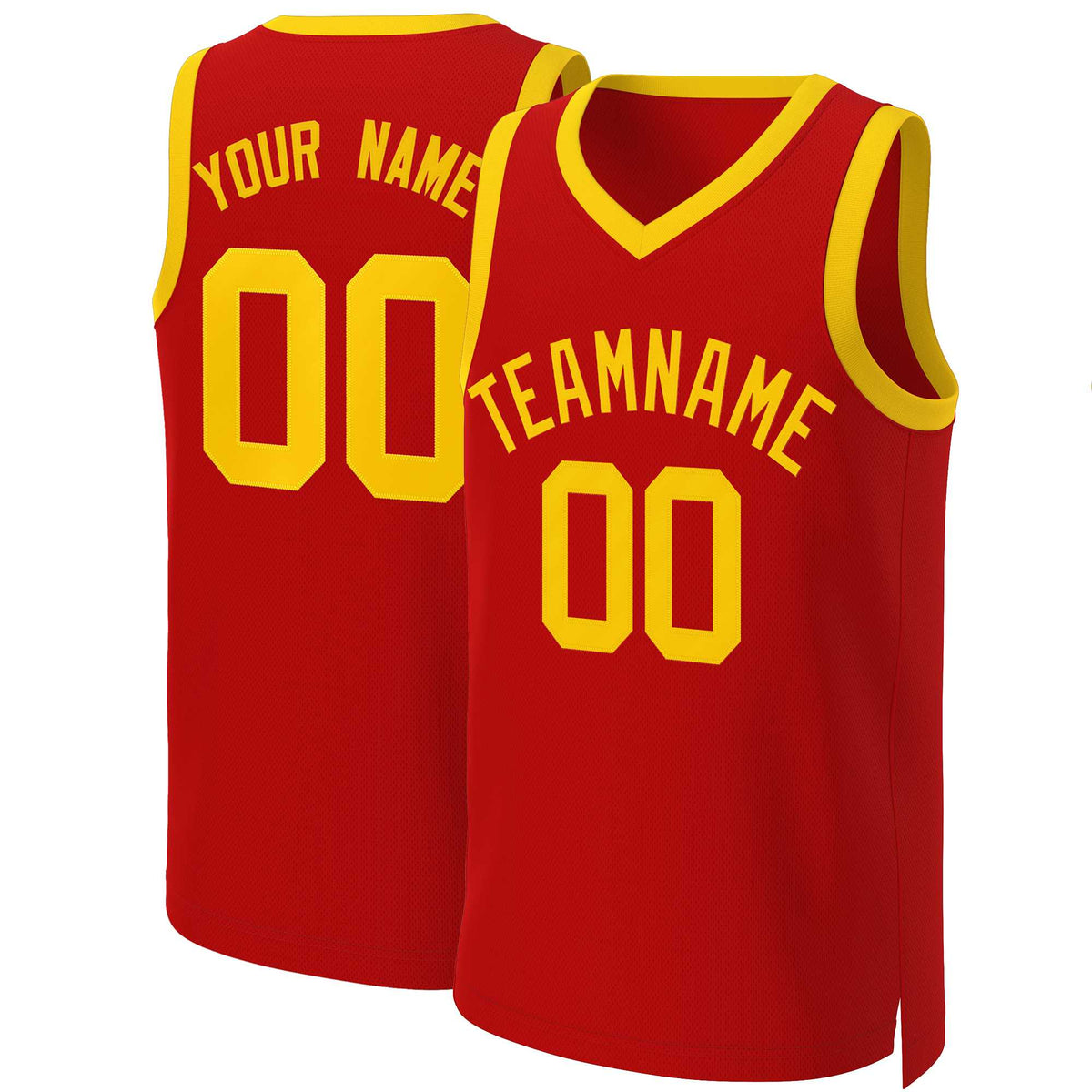 Maillot de basket-ball classique rouge et jaune personnalisé