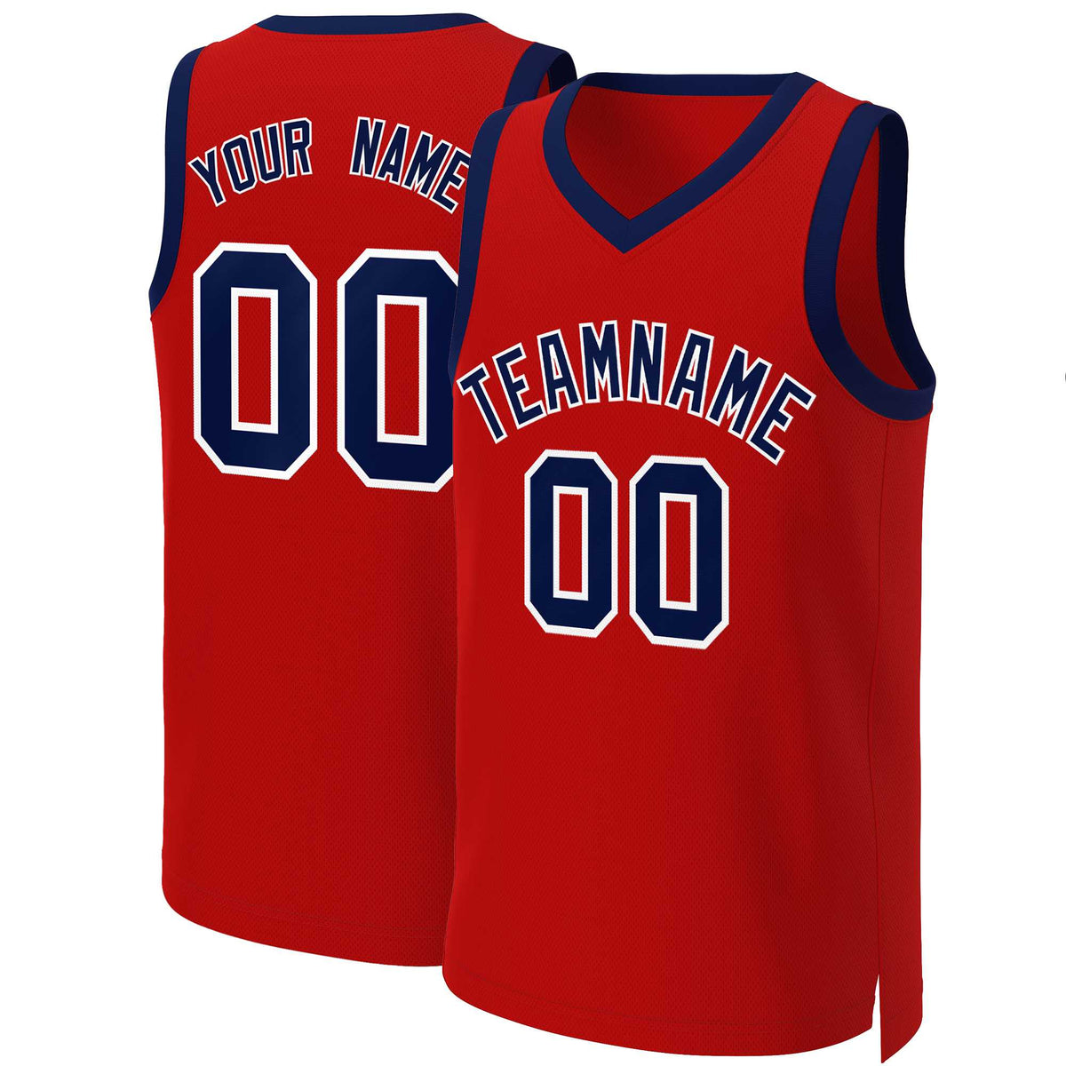 Maillot de basket-ball classique personnalisé rouge bleu marine et blanc