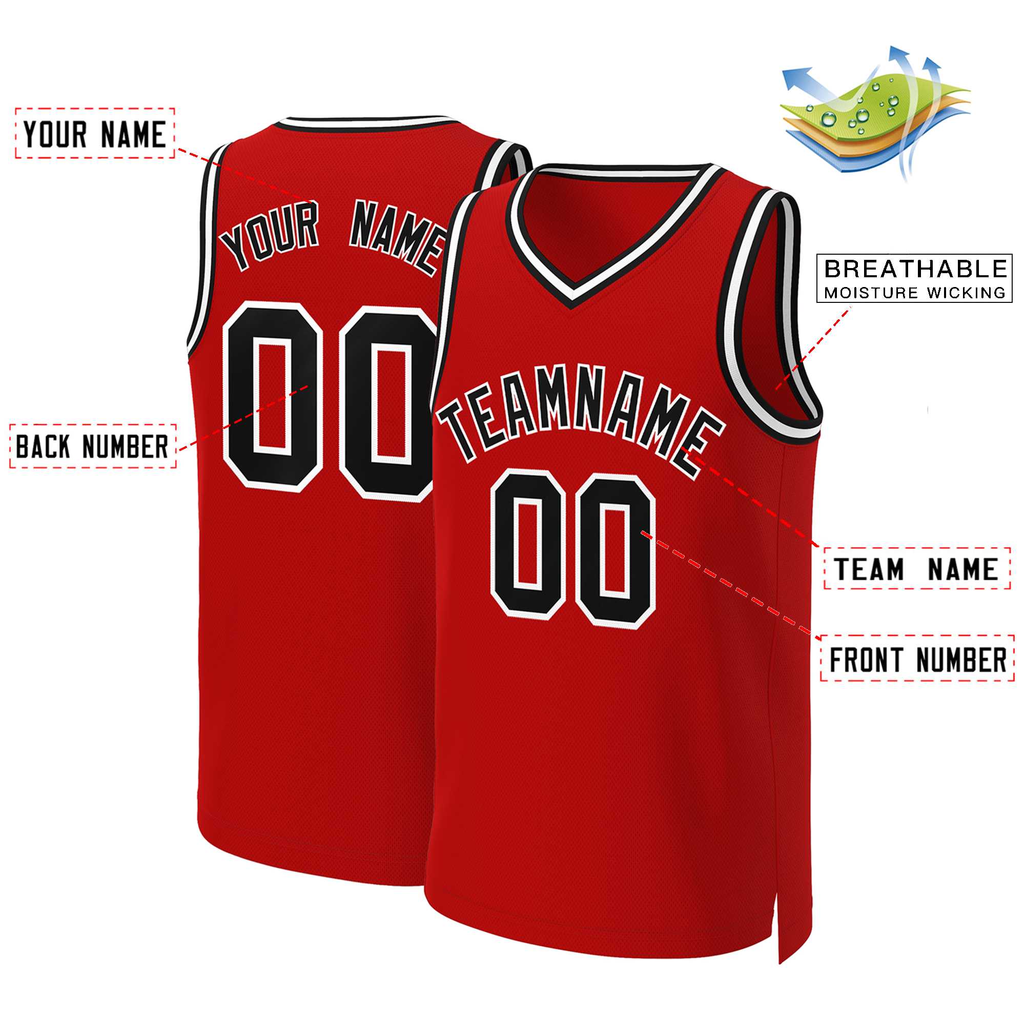 Custom White Red Classic Tops Basketball Jersey | KXKSHOP