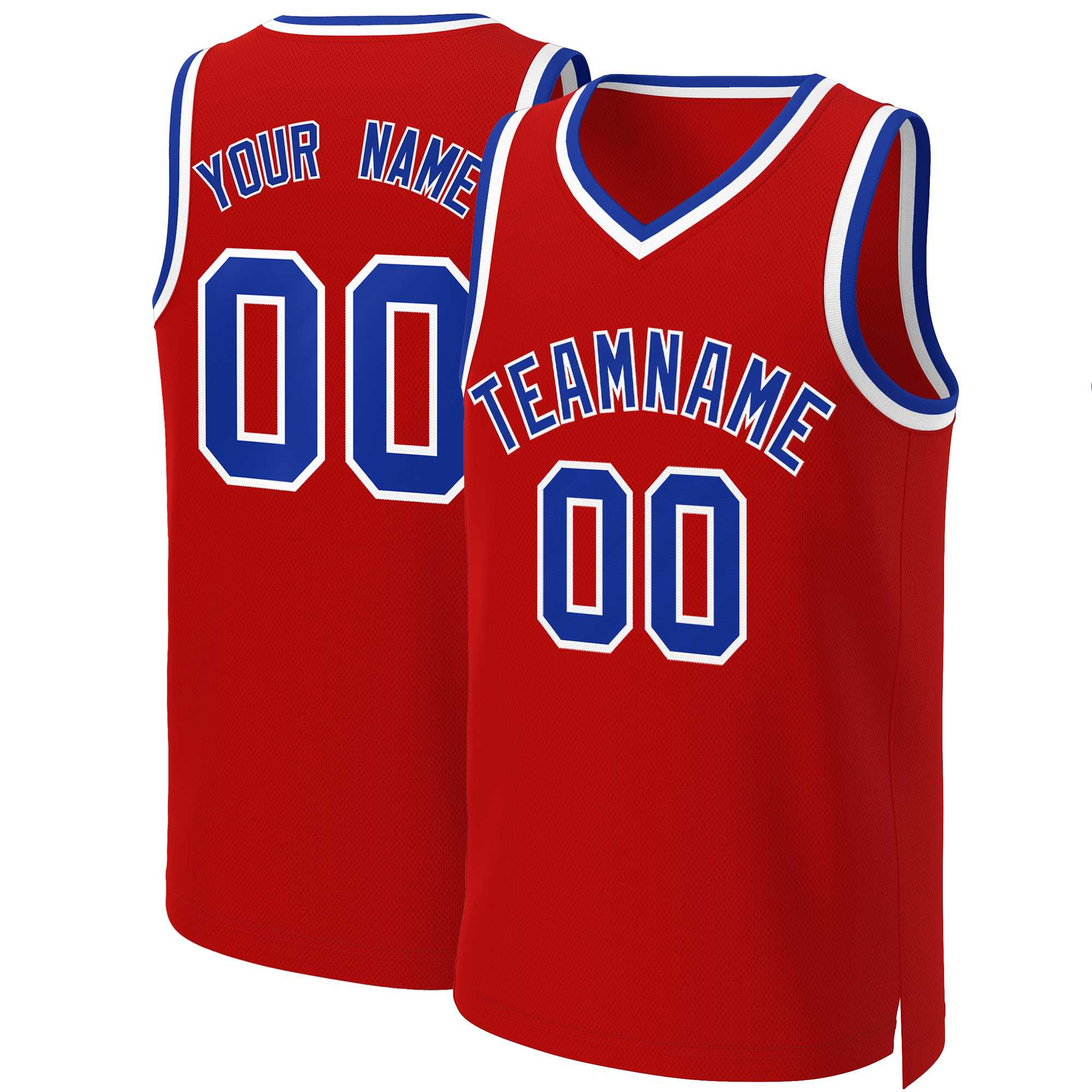 Maillot de basket-ball classique personnalisé rouge royal-blanc