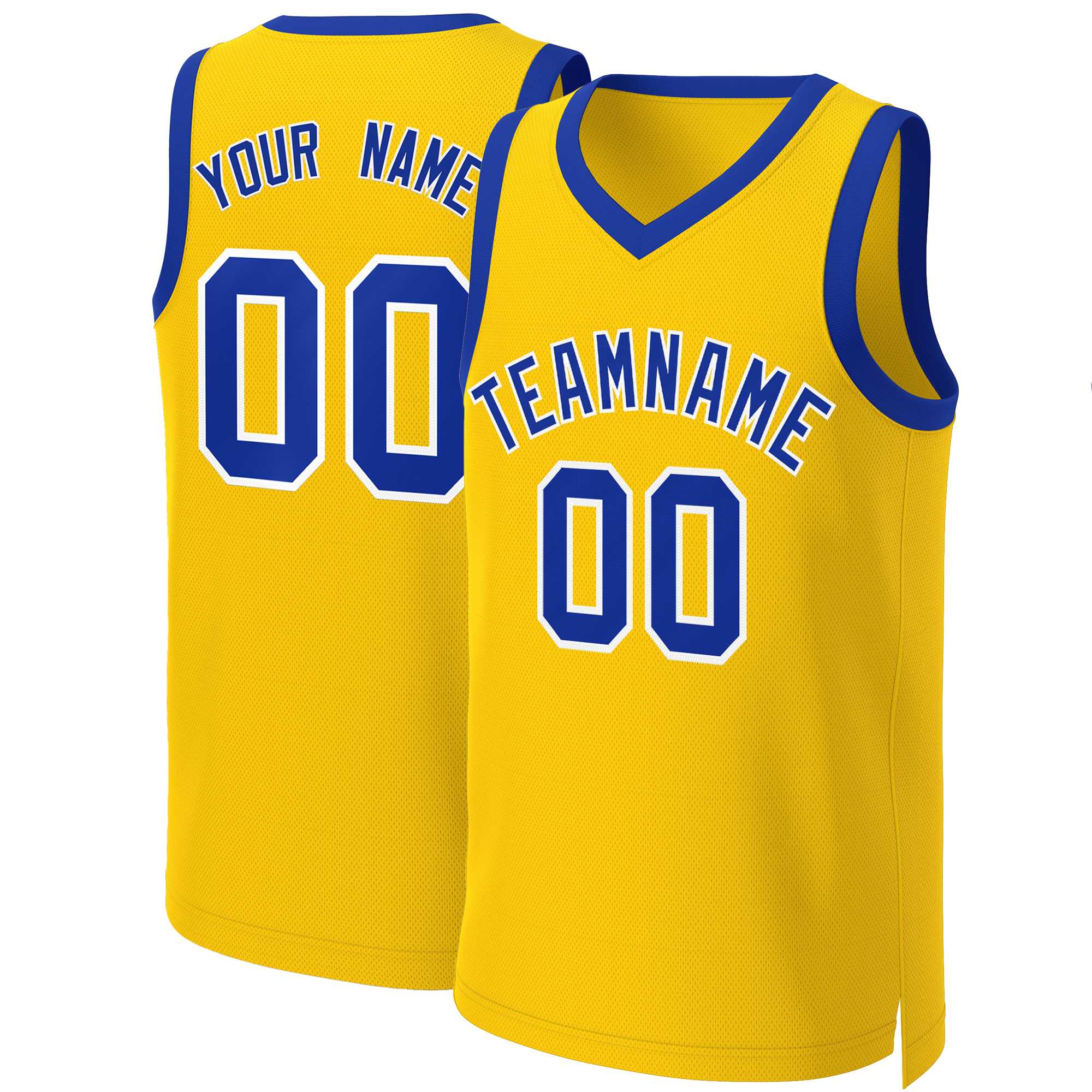 Maillot de basket-ball classique personnalisé jaune royal et blanc