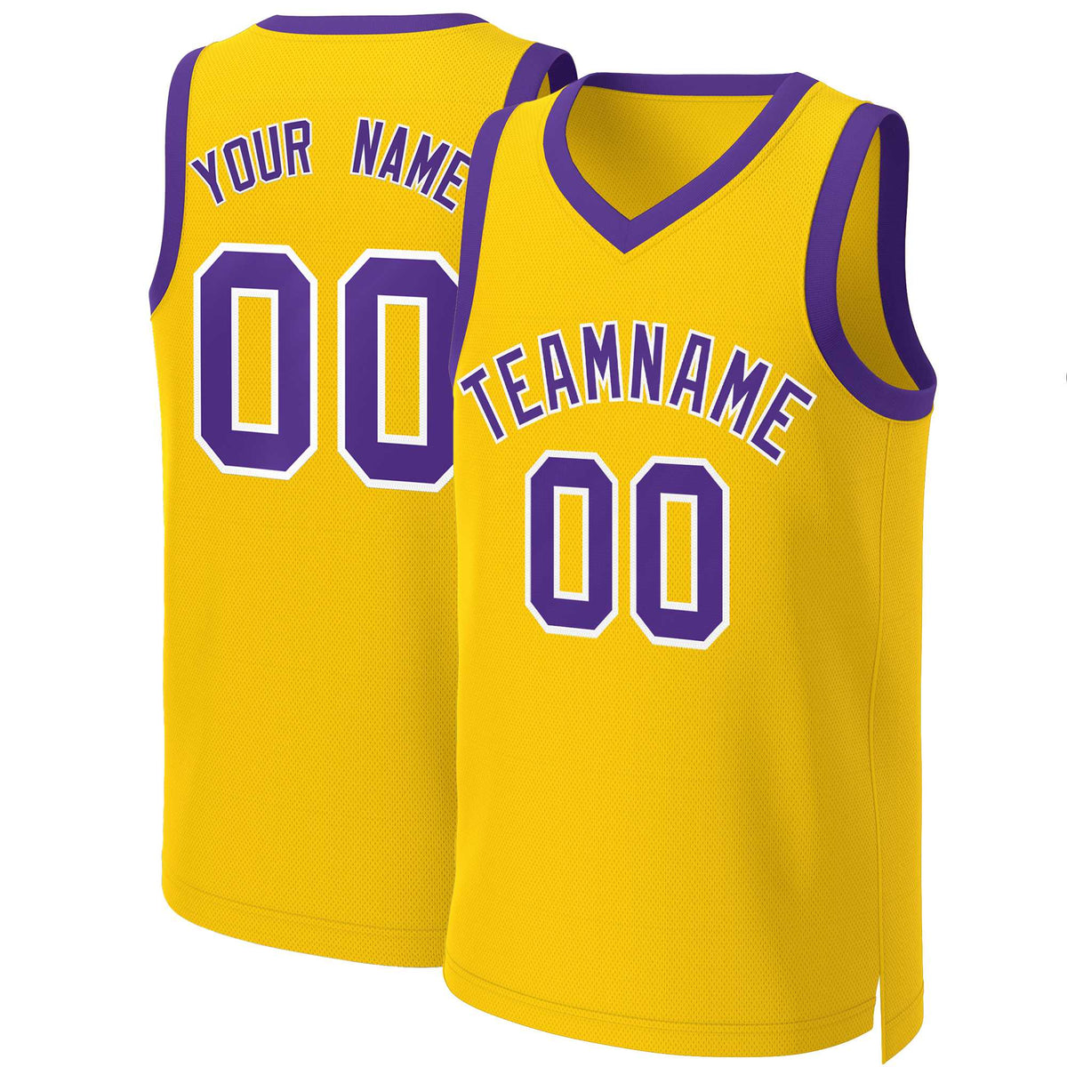 Custom Yellow Purple-White Classic Tops Basketball Jersey