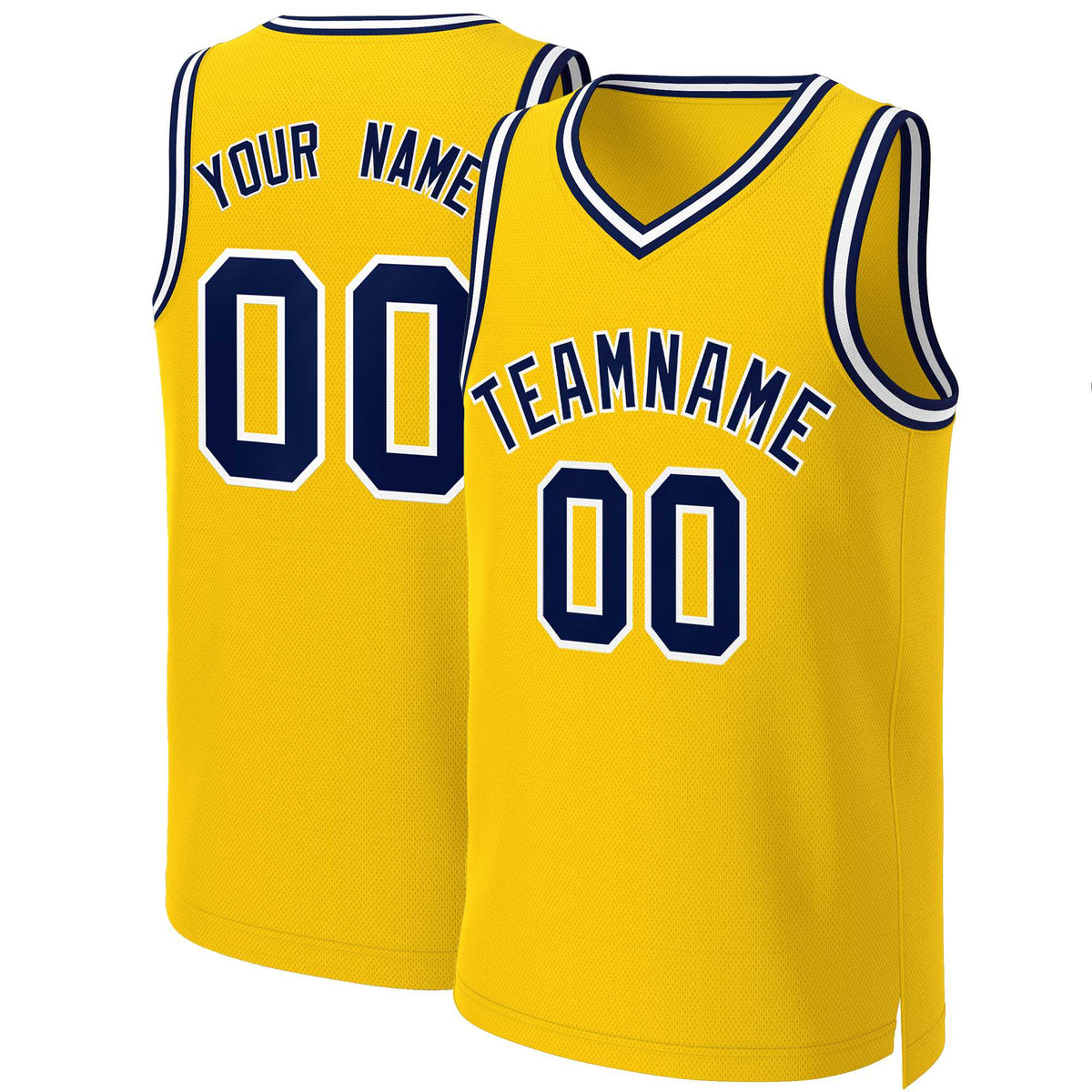 Custom Yellow Navy-White Classic Tops Basketball Jersey