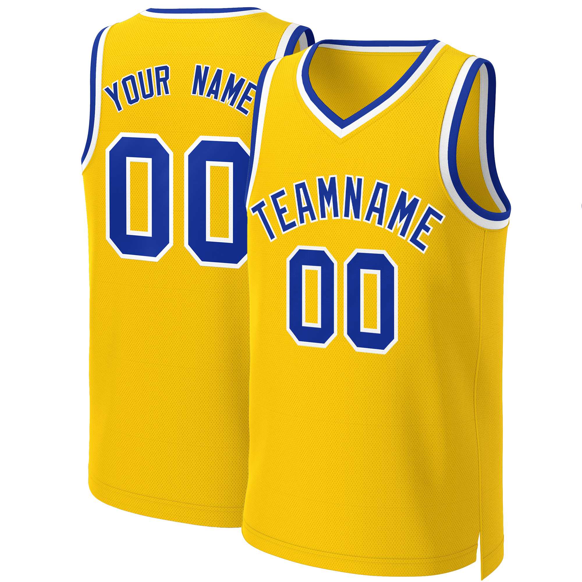 Maillot de basket-ball classique personnalisé jaune royal et blanc