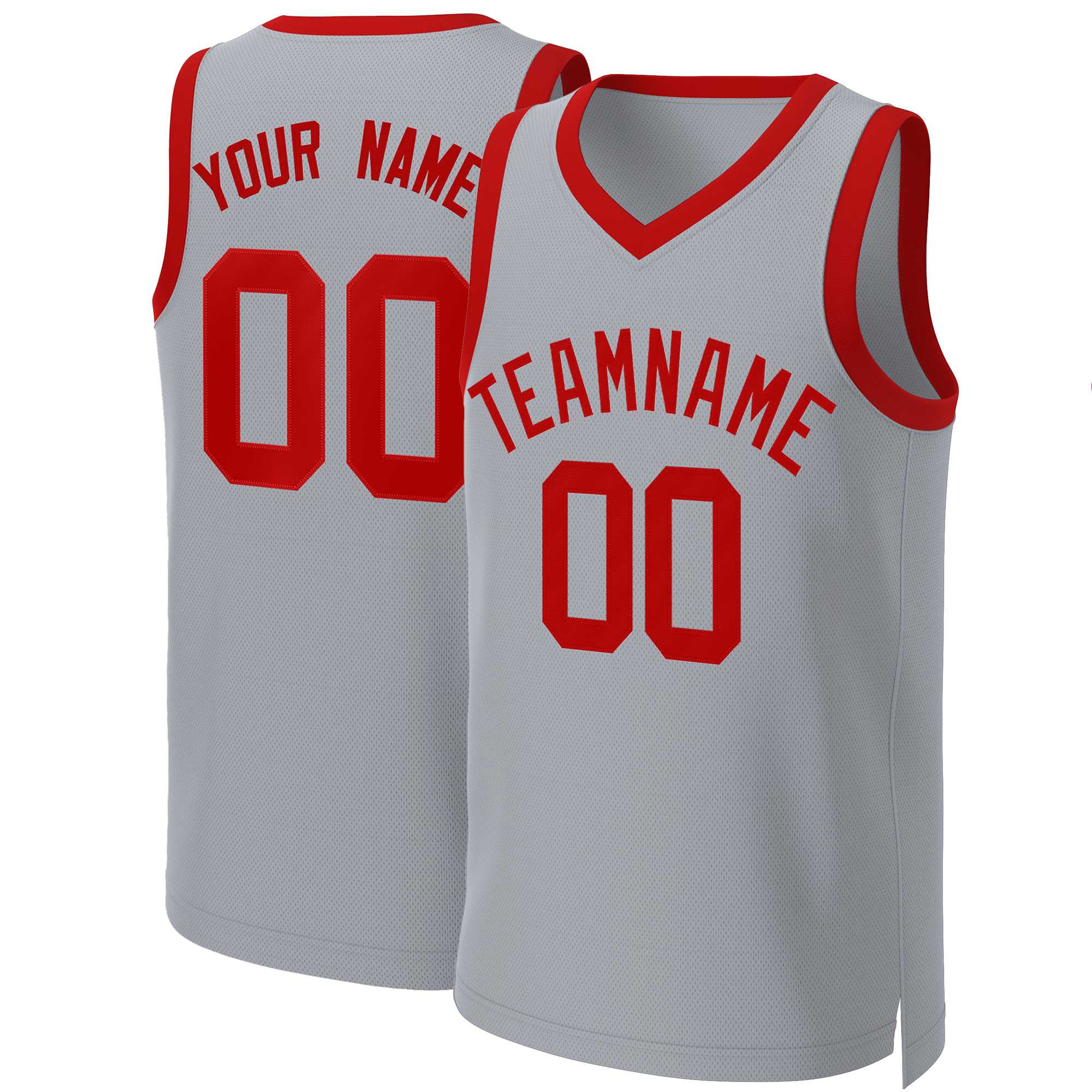 Maillot de basket-ball classique gris rouge personnalisé