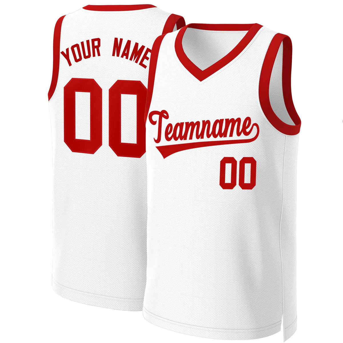 Custom White Red Classic Tops Basketball Jersey | KXKSHOP