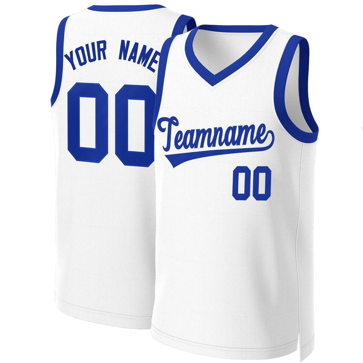 Custom White Royal Classic Tops Basketball Jersey | KXKSHOP