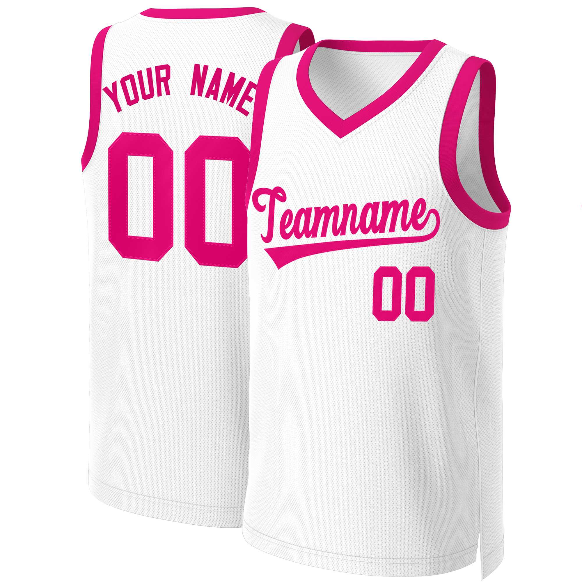 Custom White Pink Classic Tops Basketball Jersey | KXKSHOP
