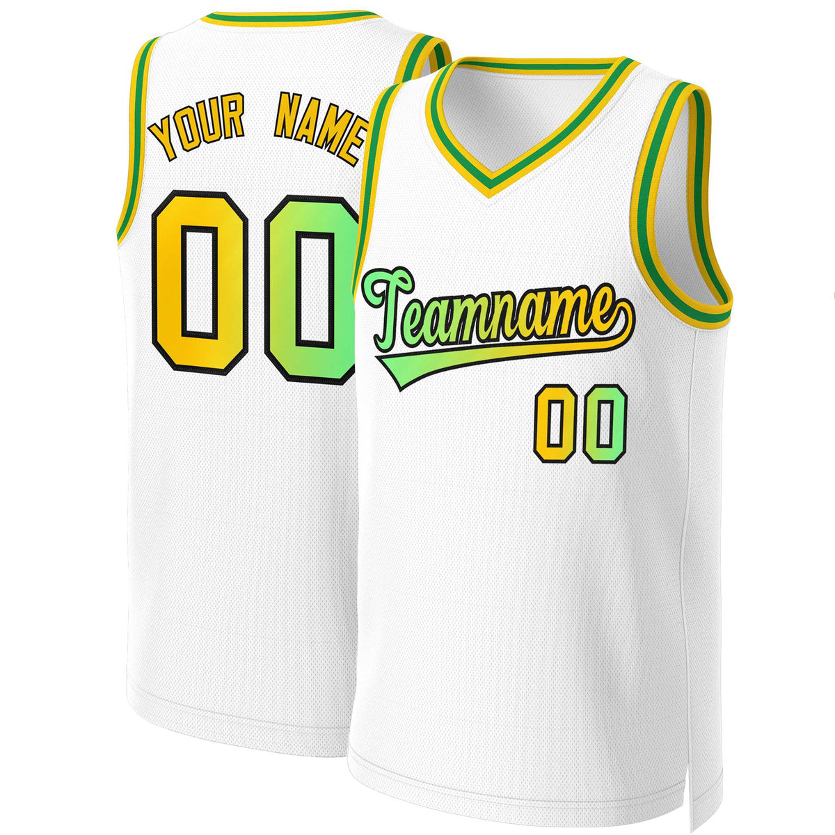 Custom White Green-Black Classic Gradient Fashion Tops Basketball Jersey | KXKSHOP