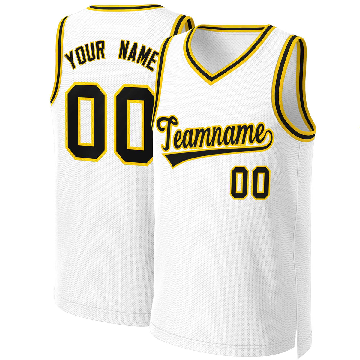 Custom White Black-Yellow Classic Tops Basketball Jersey | KXKSHOP