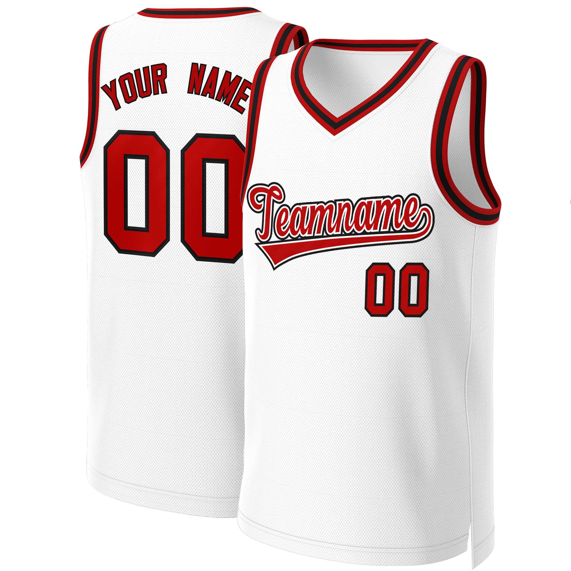 Custom White Red-White Classic Tops Basketball Jersey | KXKSHOP
