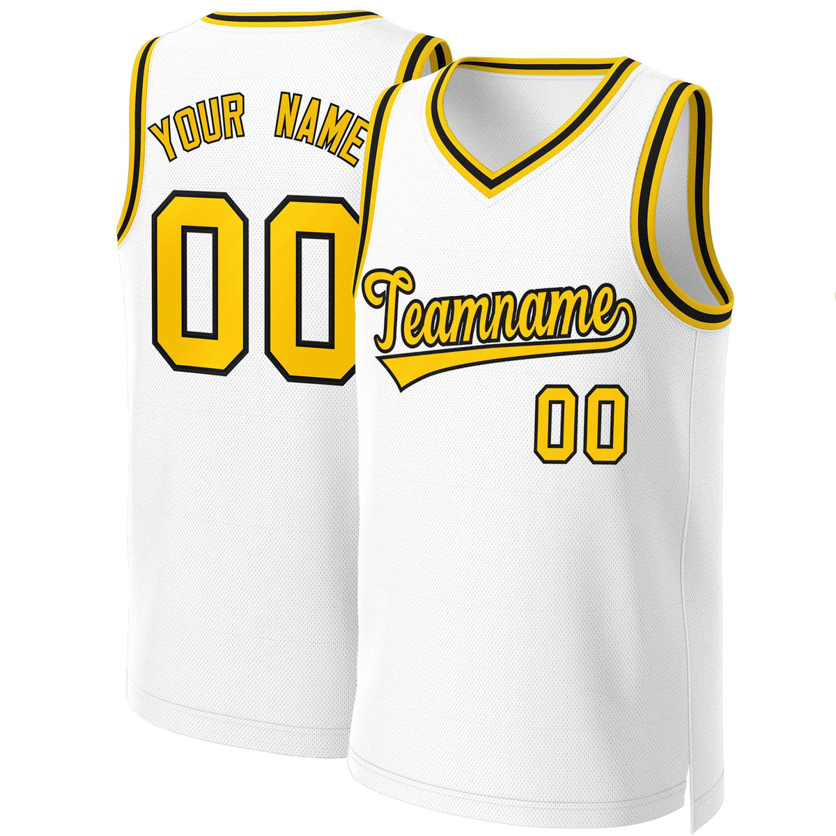 Custom White Yellow-Black Classic Tops Basketball Jersey | KXKSHOP