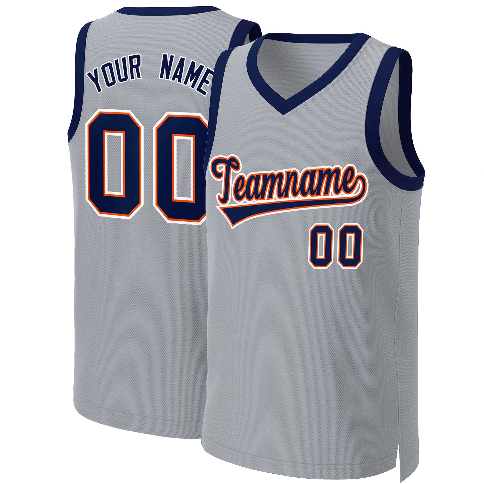 Custom Gray Navy-Orange Classic Tops Basketball Jersey | KXKSHOP