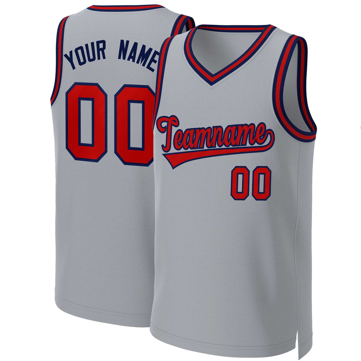 Custom Gray Red-Navy Classic Tops Basketball Jersey | KXKSHOP