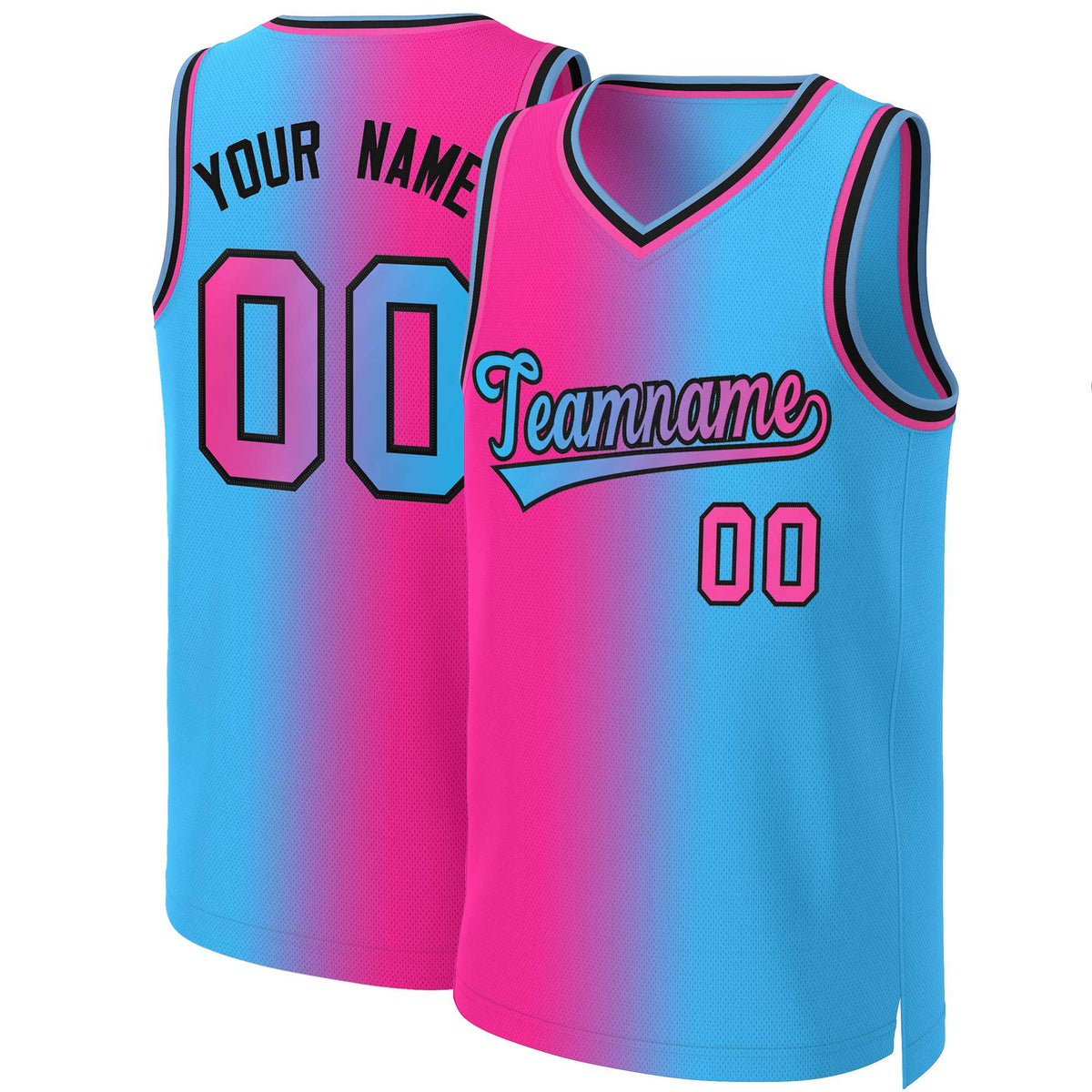 Custom Pink Blue-Black Gradient Fashion Tops Basketball Jersey | KXKSHOP