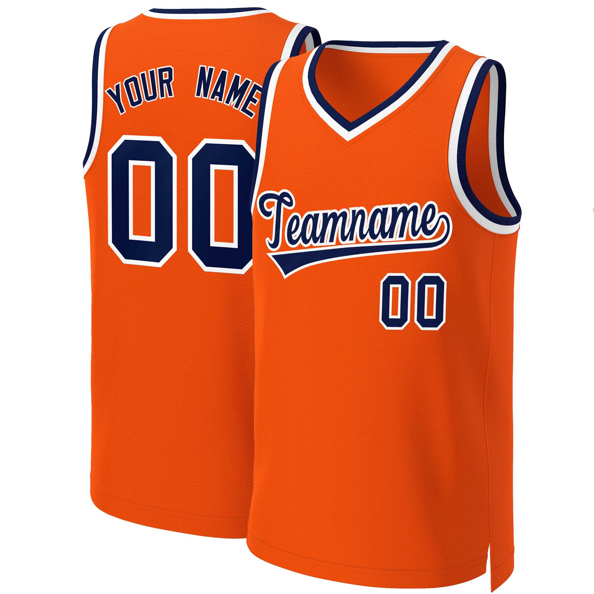 Custom Orange Navy-White Classic Tops Basketball Jersey | KXKSHOP
