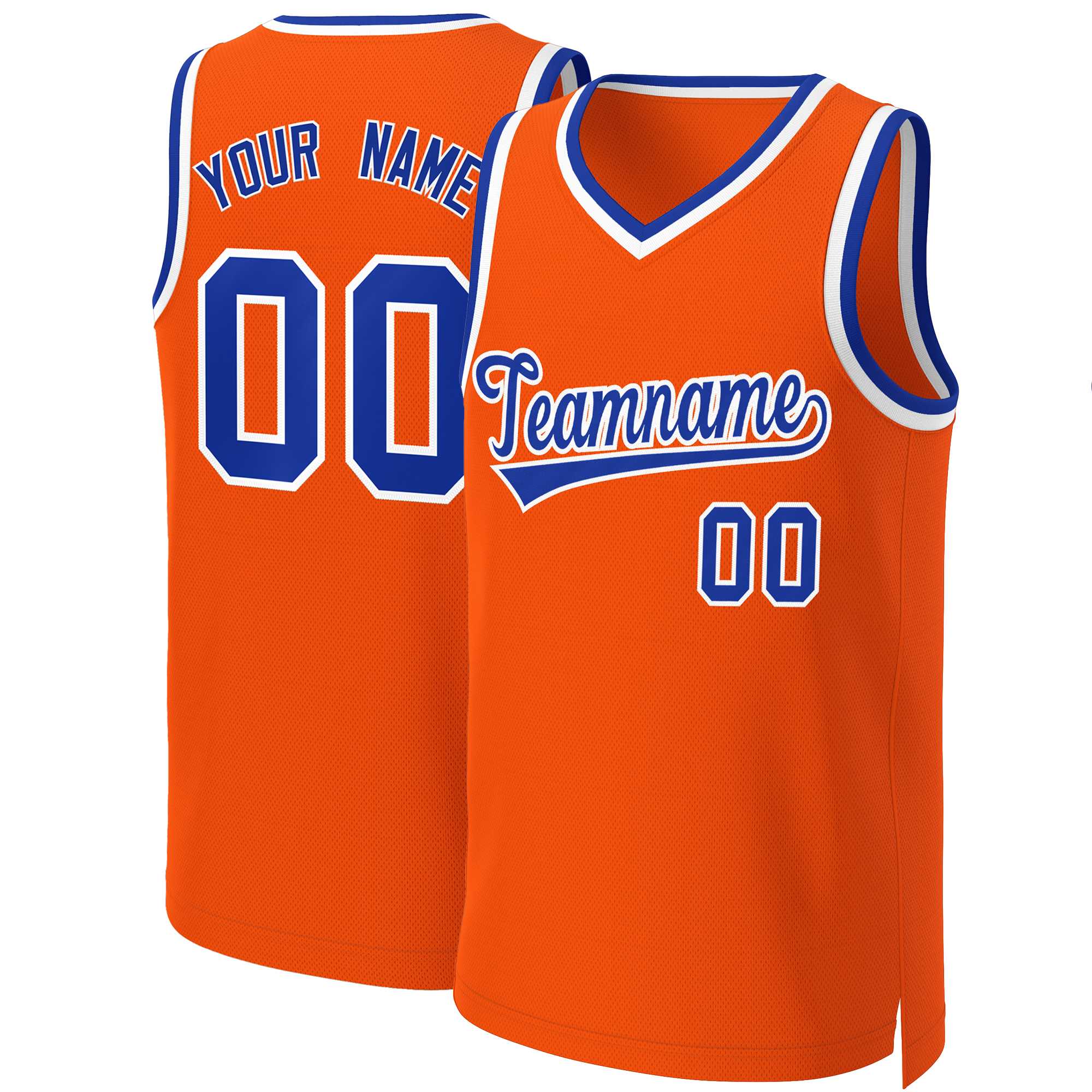 Custom Orange Royal-White Classic Tops Basketball Jersey | KXKSHOP