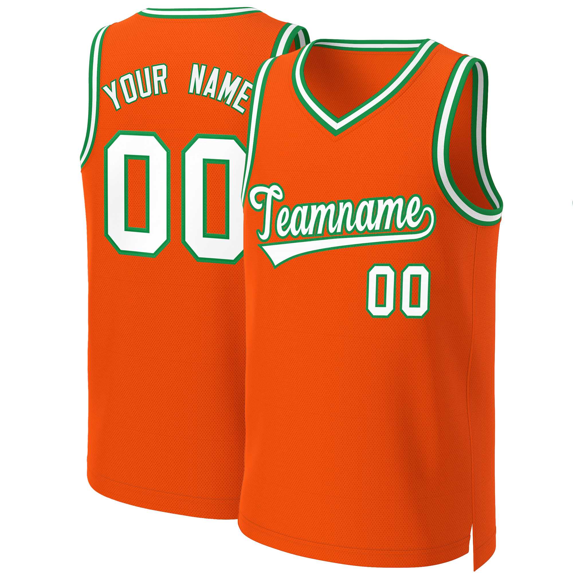 Custom Orange White-Kelly Green Classic Tops Basketball Jersey | KXKSHOP